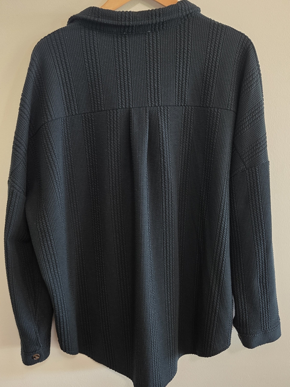 Dark Green Textured Ribbed Button Up Jacket - Picture 8 of 10